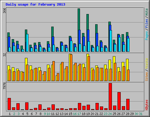 Daily usage for February 2013
