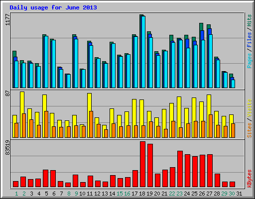 Daily usage for June 2013