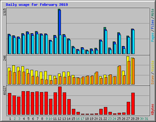 Daily usage for February 2019