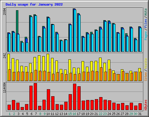 Daily usage for January 2022