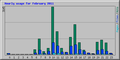 Hourly usage for February 2011