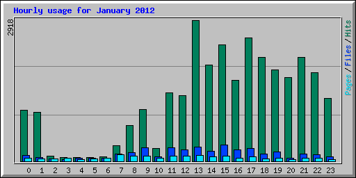 Hourly usage for January 2012